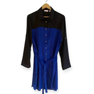 Black and Blue Button Down Shirt Dress